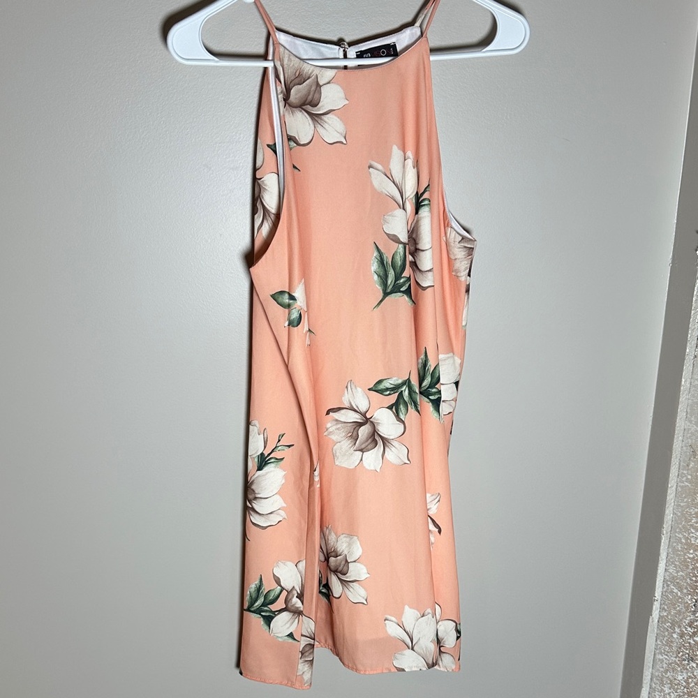 Floral Peach Sleeveless Dress